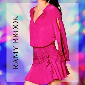 RAMY BROOK Becca Ruched Long Sleeve Mini Dress
